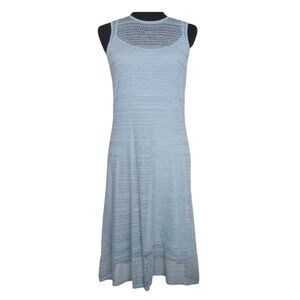 Lauren Ralph Lauren Petite Light Blue Pointelle Knit Sleeveless Dress PXS NWT